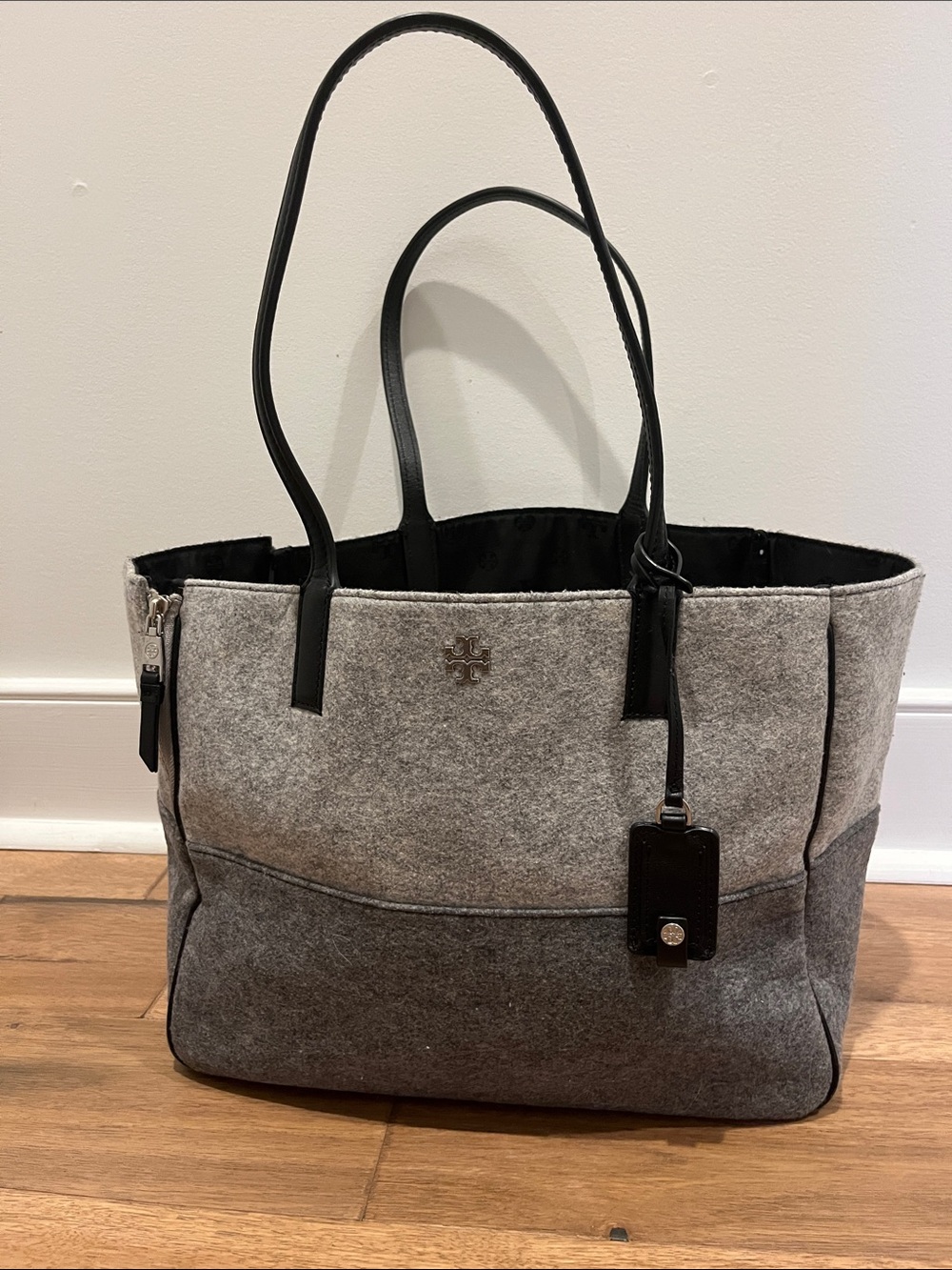 Tory Burch Light Gray Felt Pet Carrier